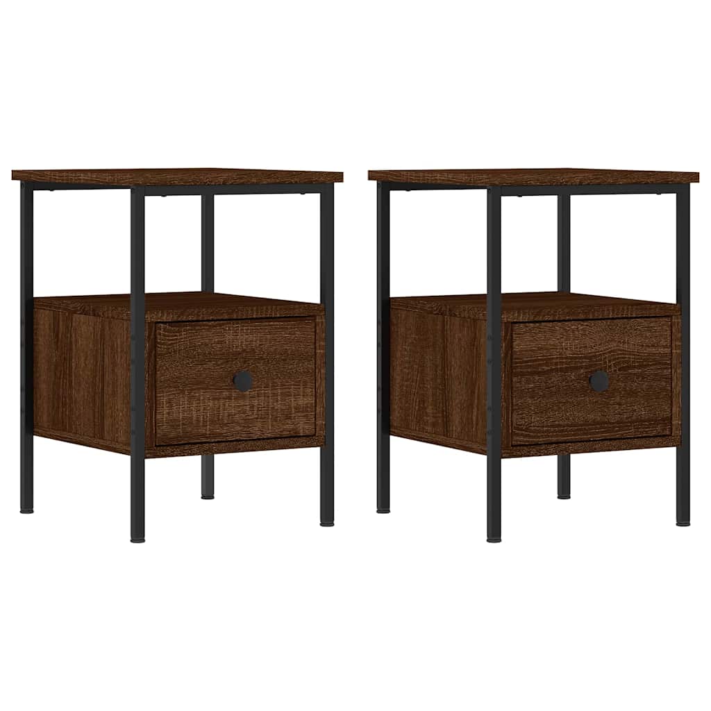 vidaXL Κομοδίνα 2 τεμ. Καφέ Δρυς 34 x 36 x 50 εκ. Επεξεργασμένο Ξύλο