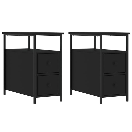 vidaXL Κομοδίνα 2 τεμ. Μαύρα 30 x 60 x 60 εκ. από Επεξεργασμένο Ξύλο