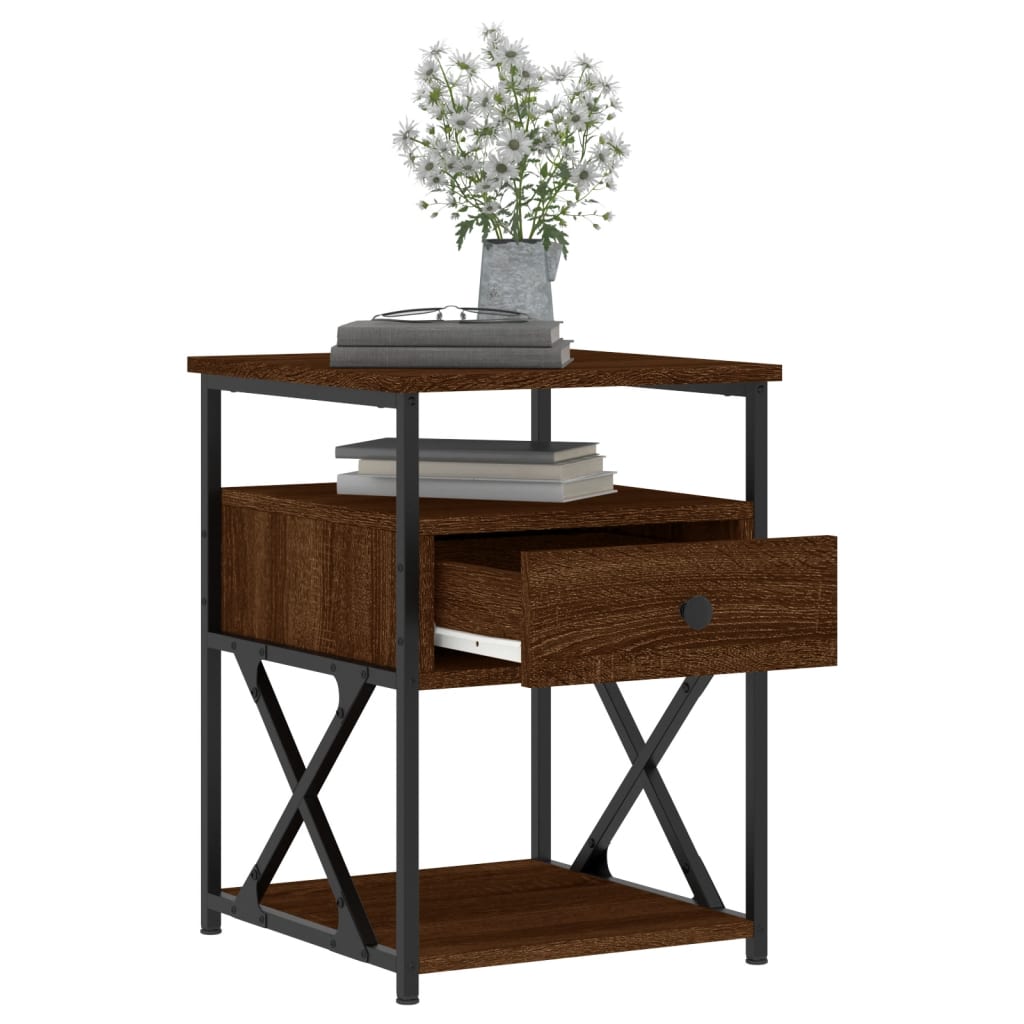 vidaXL Κομοδίνο Καφέ Δρυς 40 x 42 x 55 εκ. από Επεξεργασμένο Ξύλο