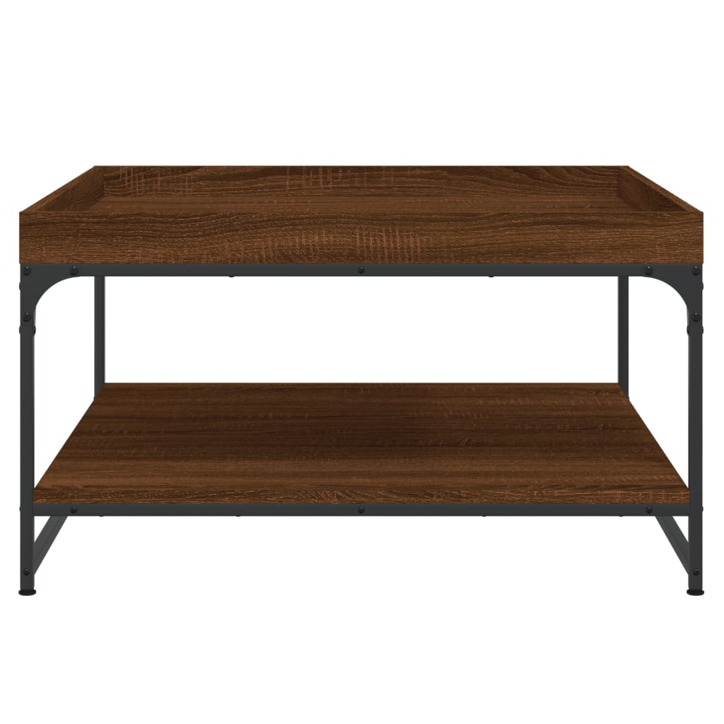 vidaXL Τραπεζάκι Σαλονιού Καφέ Δρυς 80x80x45 εκ. Επεξ. Ξύλο + Σίδηρος