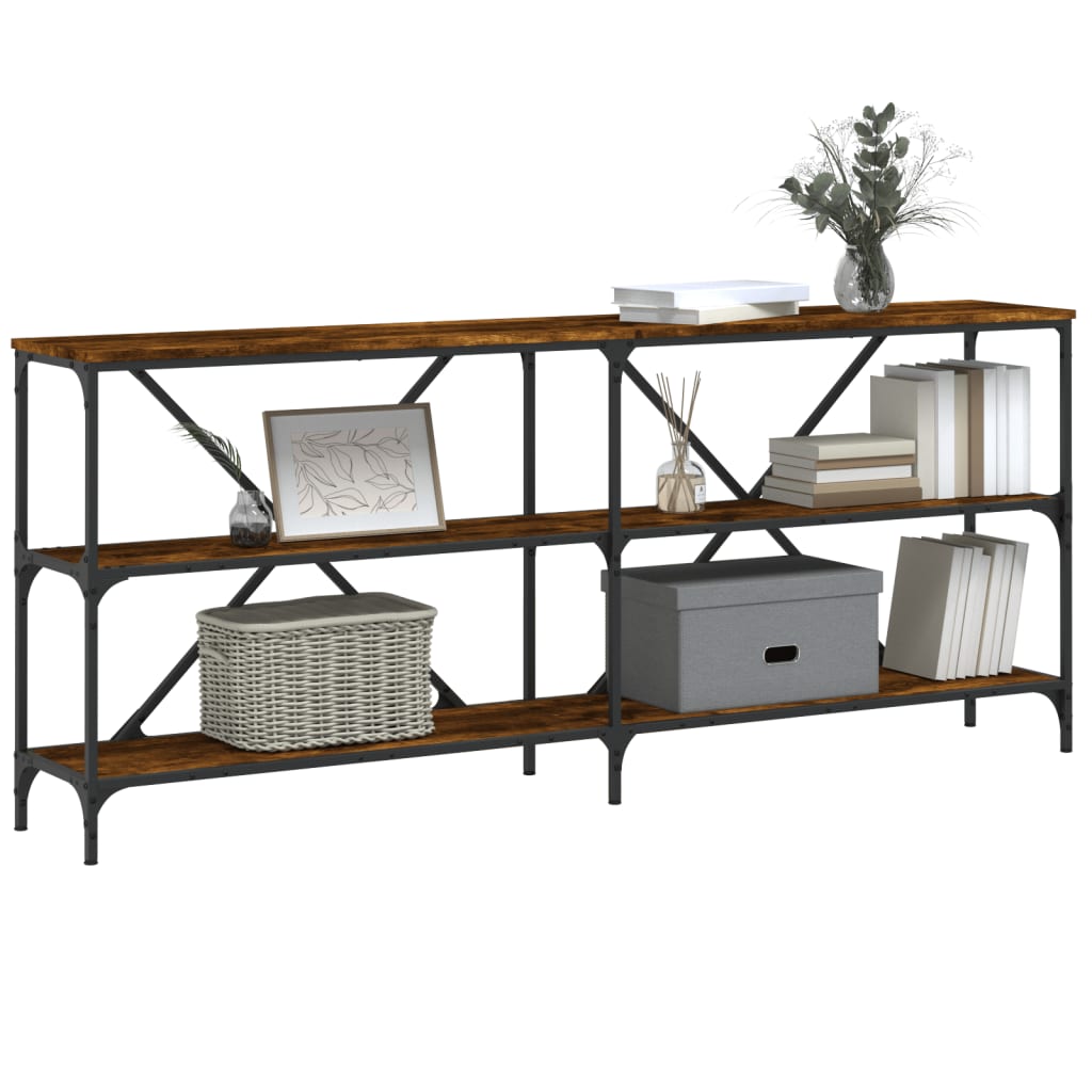 vidaXL Τραπέζι Κονσόλα Καπνιστή Δρυς 180x30x75 εκ. Επεξ. Ξύλο/Σίδηρος