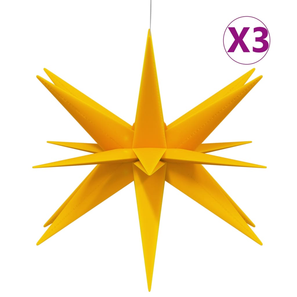 vidaXL Φωτιστικά Χριστ. με LED 3 Τεμ. Αναδιπλούμενα Κίτρινα 57 εκ.
