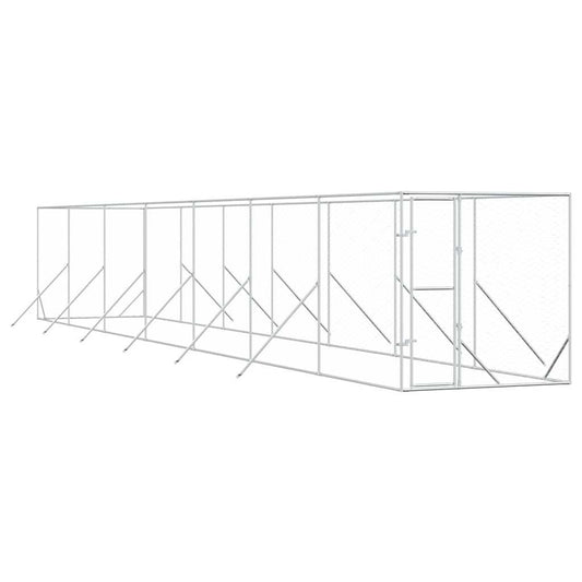 vidaXL Κλουβί Σκύλου Εξωτερ. Χώρου Ασημί 2x14x2 μ. από Γαλβαν. Ατσάλι