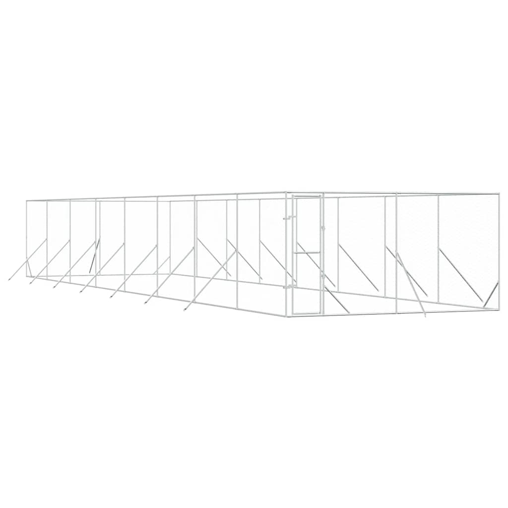 vidaXL Κλουβί Σκύλου Εξωτερ. Χώρου Ασημί 4x16x2 μ. από Γαλβαν. Ατσάλι