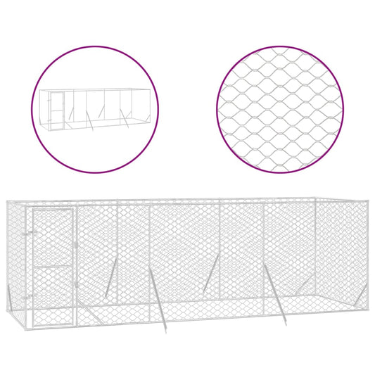 vidaXL Κλουβί Σκύλου Εξωτερ. Χώρου Ασημί 6x2x2 μ. από Γαλβαν. Ατσάλι