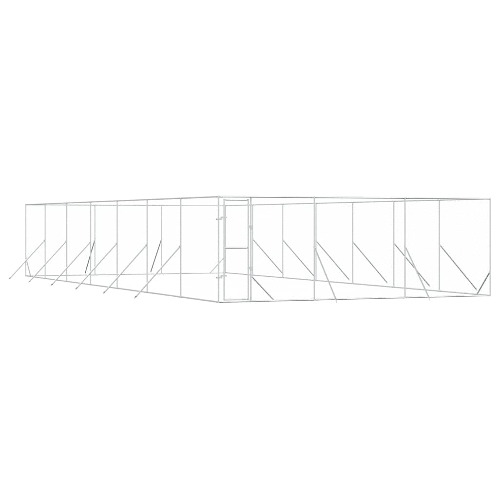 vidaXL Κλουβί Σκύλου Εξωτερ. Χώρου Ασημί 6x14x2 μ. από Γαλβαν. Ατσάλι