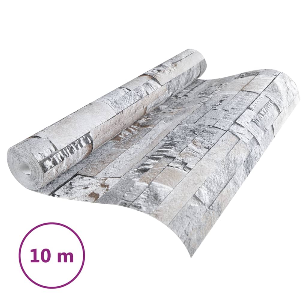 vidaXL Ταπετσαρία 3D με Σχέδιο Πέτρας Γκρι και Καφέ 10x0,53μ Non-woven