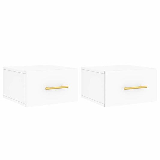 vidaXL Κομοδίνα Επιτοίχια 2 τεμ. Λευκά 35x35x20 εκ.