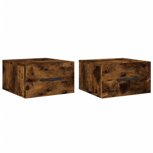 vidaXL Κομοδίνα Επιτοίχια 2 τεμ. Καπνιστή Δρυς 35x35x20 εκ.