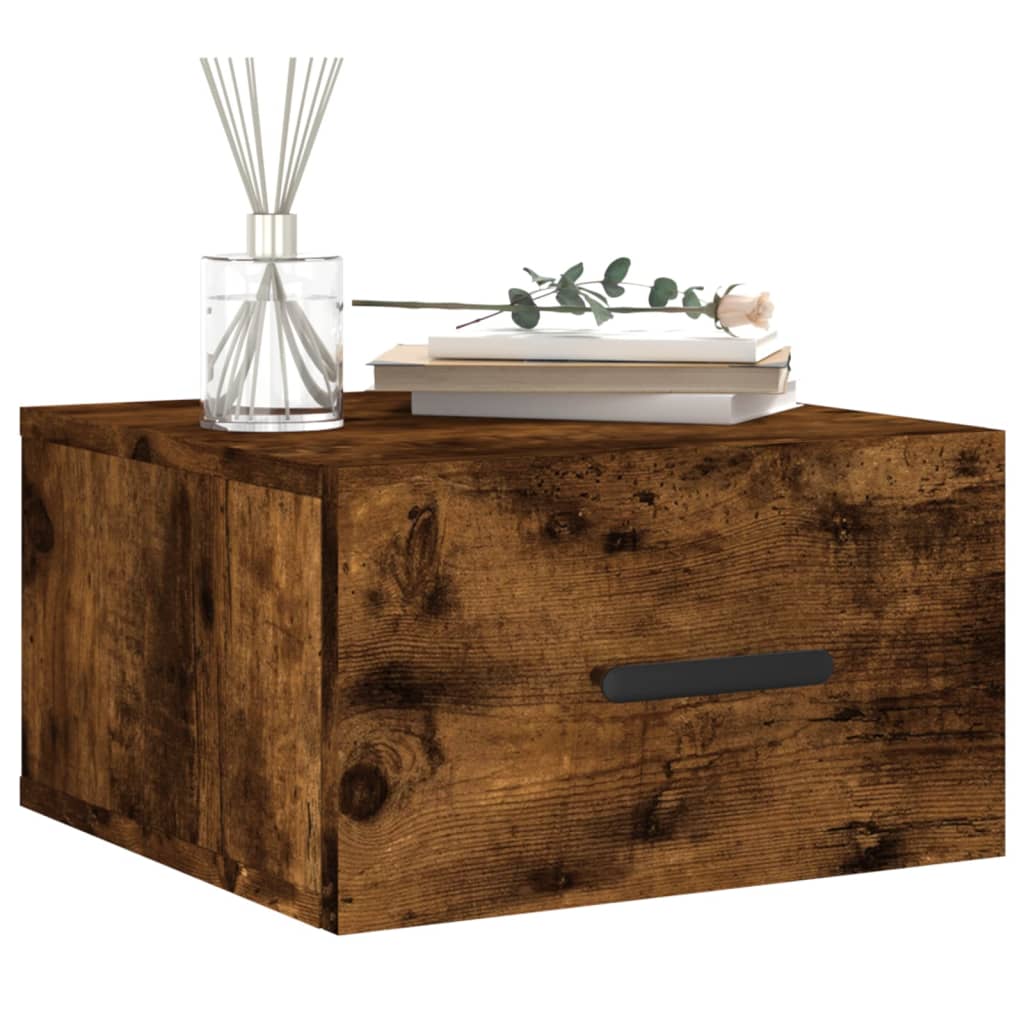vidaXL Κομοδίνο Επιτοίχιο Καπνιστή Δρυς 35 x 35 x 20 εκ.