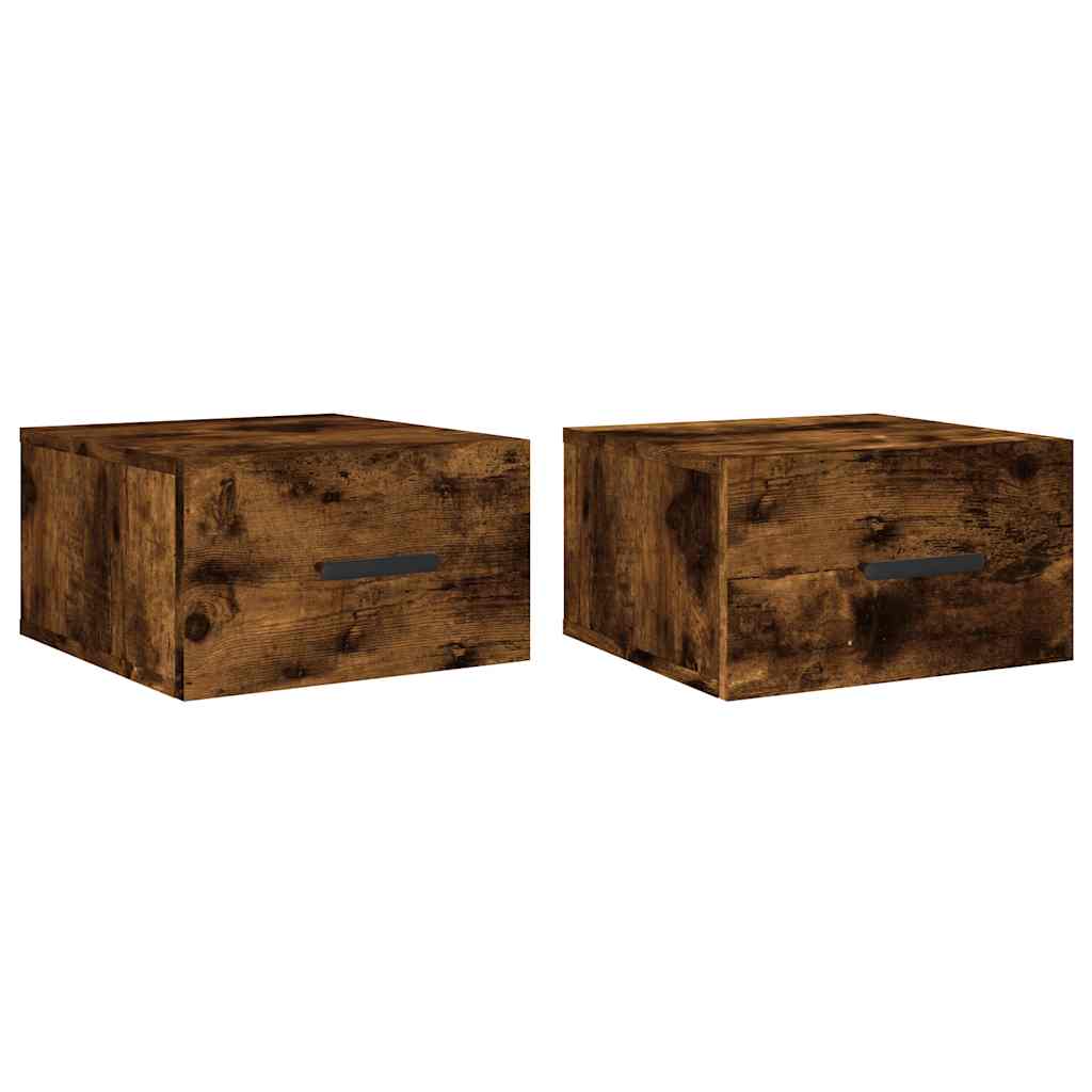 vidaXL Κομοδίνα Επιτοίχια 2 τεμ. Καπνιστή Δρυς 35x35x20 εκ.