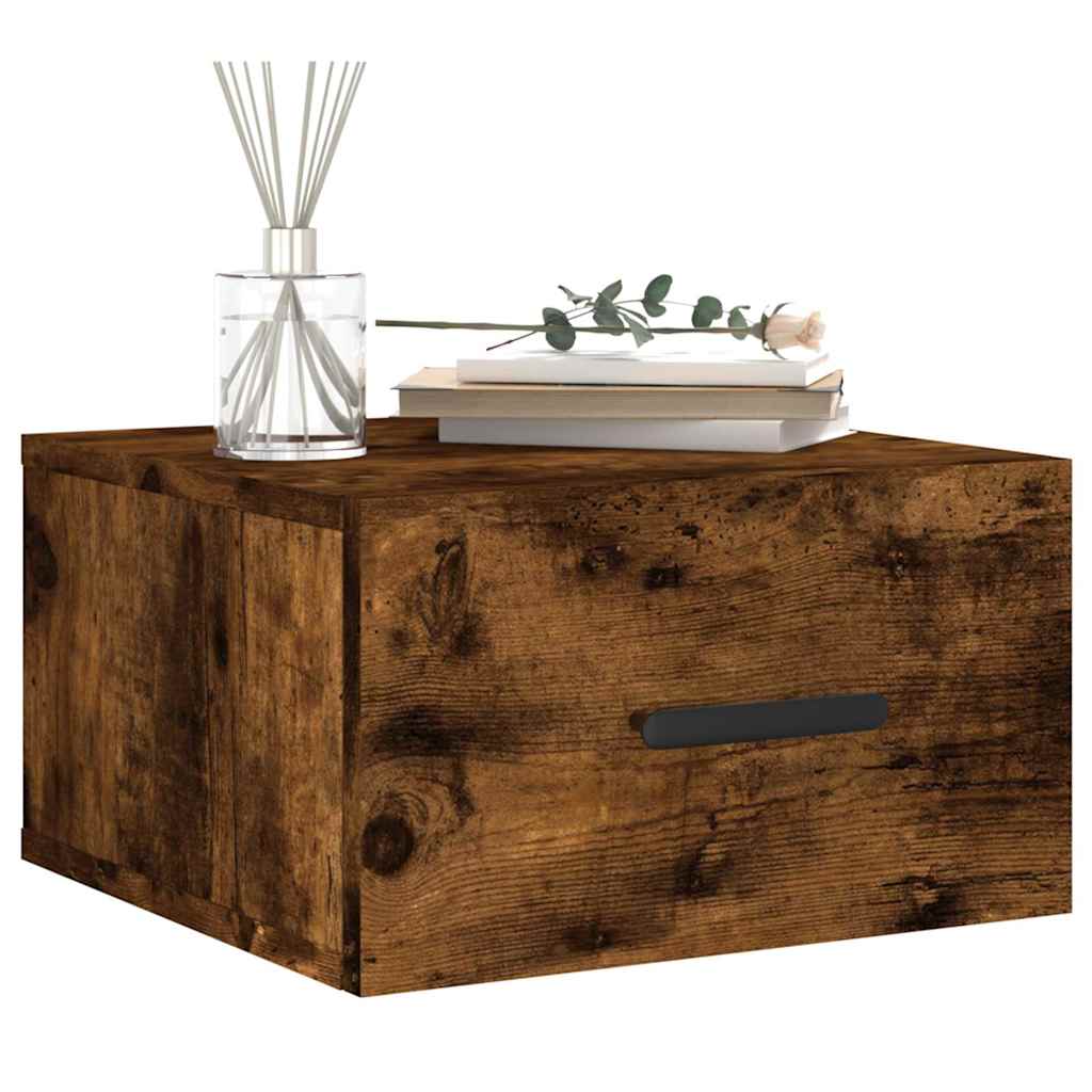 vidaXL Κομοδίνα Επιτοίχια 2 τεμ. Καπνιστή Δρυς 35x35x20 εκ.