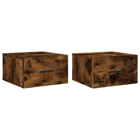 vidaXL Κομοδίνα Επιτοίχια 2 τεμ. Καπνιστή Δρυς 35x35x20 εκ.