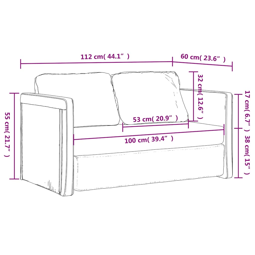 vidaXL Καναπές-Κρεβάτι Δαπέδου 2 σε 1 Αν. Γκρι 112x174x55 εκ. Ύφασμα