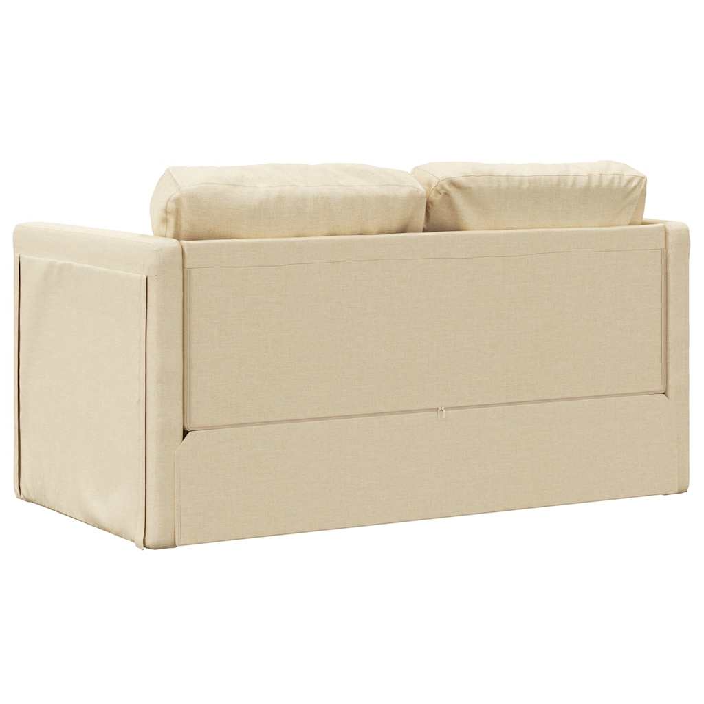 vidaXL Καναπές-Κρεβάτι Δαπέδου 2 σε 1 Κρεμ 112x174x55 εκ. Ύφασμα