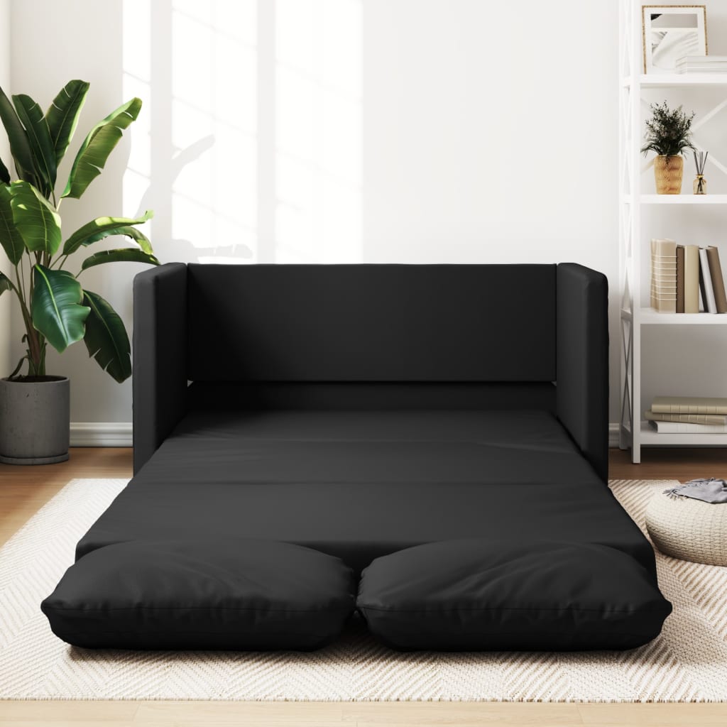 vidaXL Καναπές-Κρεβάτι Δαπέδου 2 σε 1 Μαύρο 112x174x55 εκ. Συνθ. Δέρμα