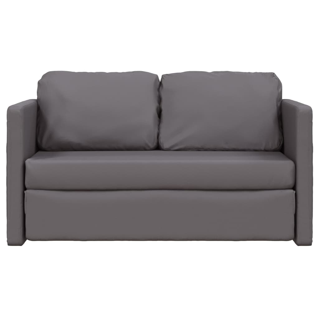 vidaXL Καναπές-Κρεβάτι Δαπέδου 2 σε 1 Γκρι 112x174x55 εκ. Συνθ. Δέρμα