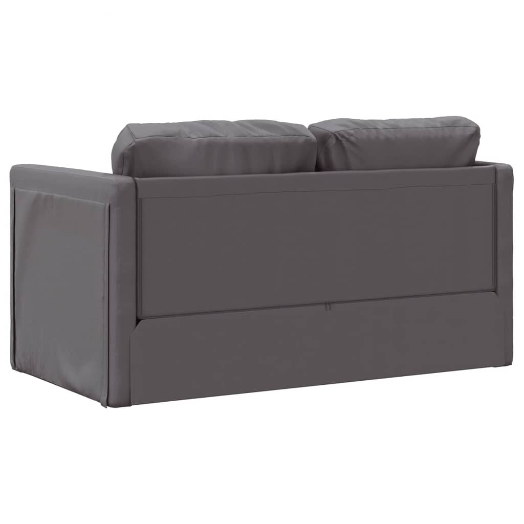 vidaXL Καναπές-Κρεβάτι Δαπέδου 2 σε 1 Γκρι 112x174x55 εκ. Συνθ. Δέρμα