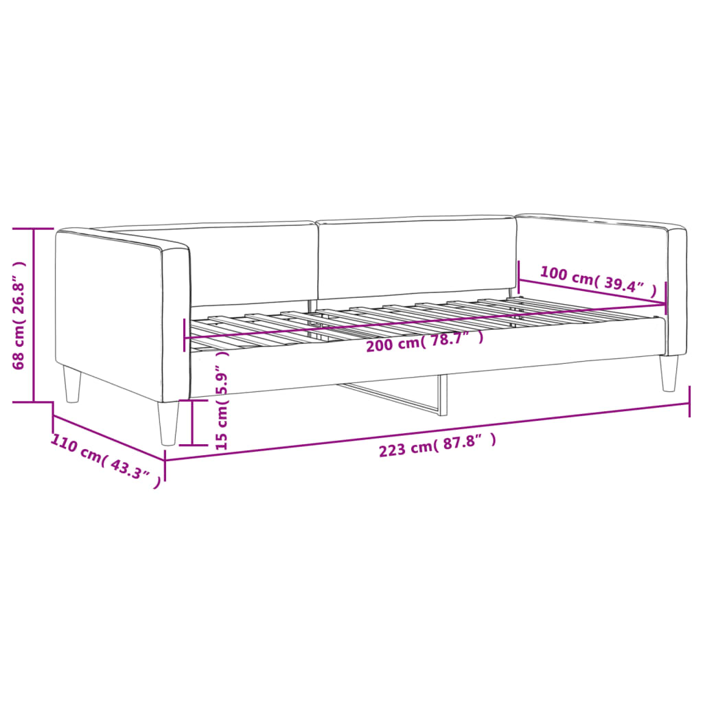 vidaXL Καναπές Κρεβάτι Κρεμ 100 x 200 εκ. Υφασμάτινος