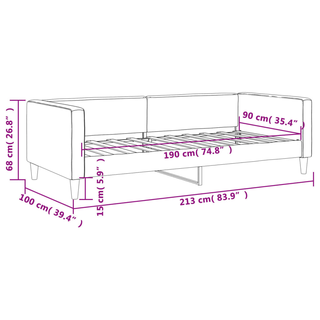 vidaXL Καναπές Κρεβάτι Μαύρος 90 x 190 εκ. Υφασμάτινος