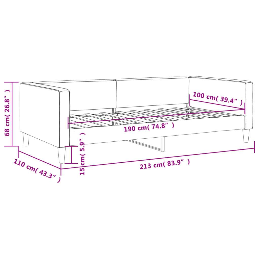 vidaXL Καναπές Κρεβάτι Σκούρο Γκρι 100x190 εκ. Υφασμάτινος