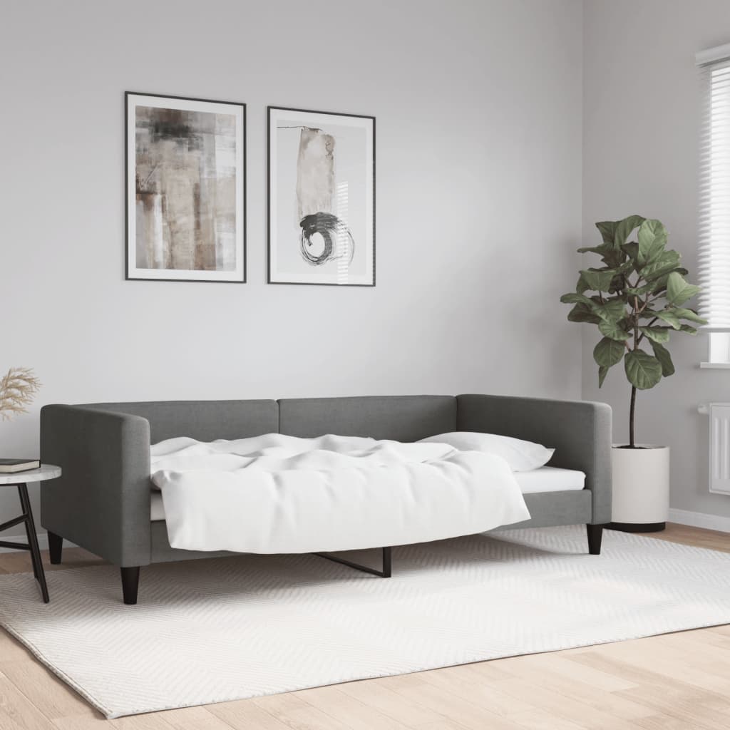vidaXL Καναπές Κρεβάτι Σκούρο Γκρι 100x190 εκ. Υφασμάτινος