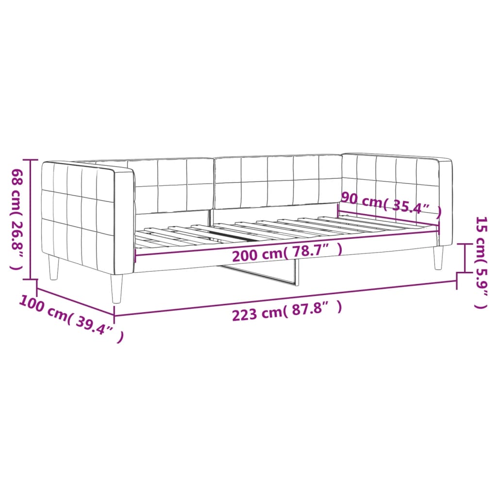 vidaXL Καναπές Κρεβάτι Μαύρος 90 x 200 εκ. Βελούδινος