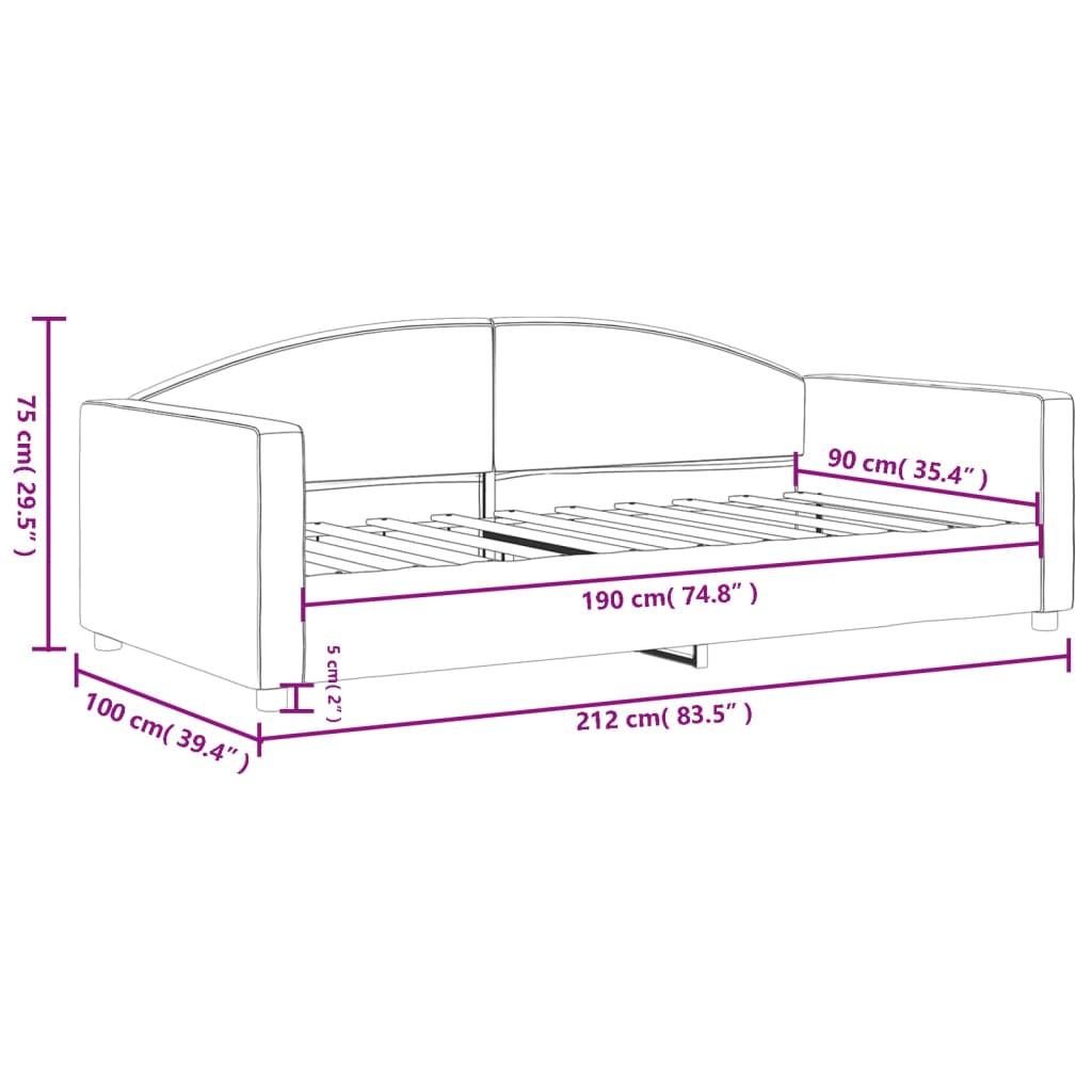 vidaXL Καναπές Κρεβάτι Μαύρος 90 x 190 εκ. Υφασμάτινος