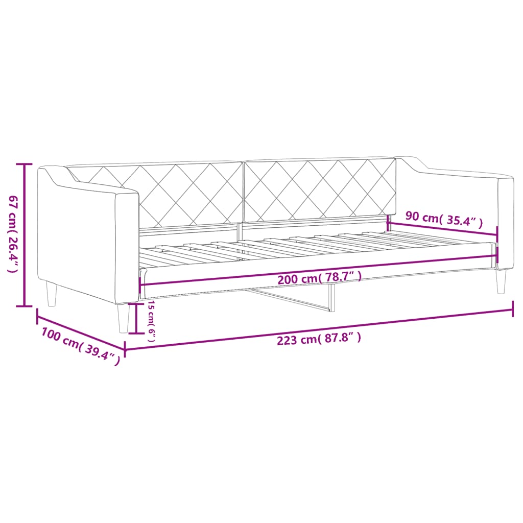 vidaXL Καναπές Κρεβάτι Taupe 90 x 200 εκ. Υφασμάτινος