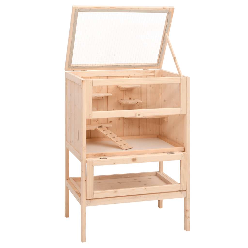 vidaXL Κλουβί Χάμστερ 55 x 40 x 80 εκ. από Μασίφ Ξύλο Ελάτης