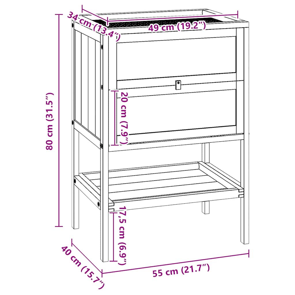 vidaXL Κλουβί Χάμστερ 55 x 40 x 80 εκ. από Μασίφ Ξύλο Ελάτης