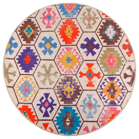 vidaXL Χαλί Πλενόμενο Αντιολισθητικό Πολύχρωμο Ø 120 εκ.