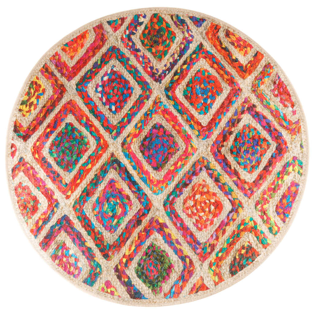 vidaXL Χαλί Πλενόμενο Αντιολισθητικό Πολύχρωμο Ø 120 εκ.