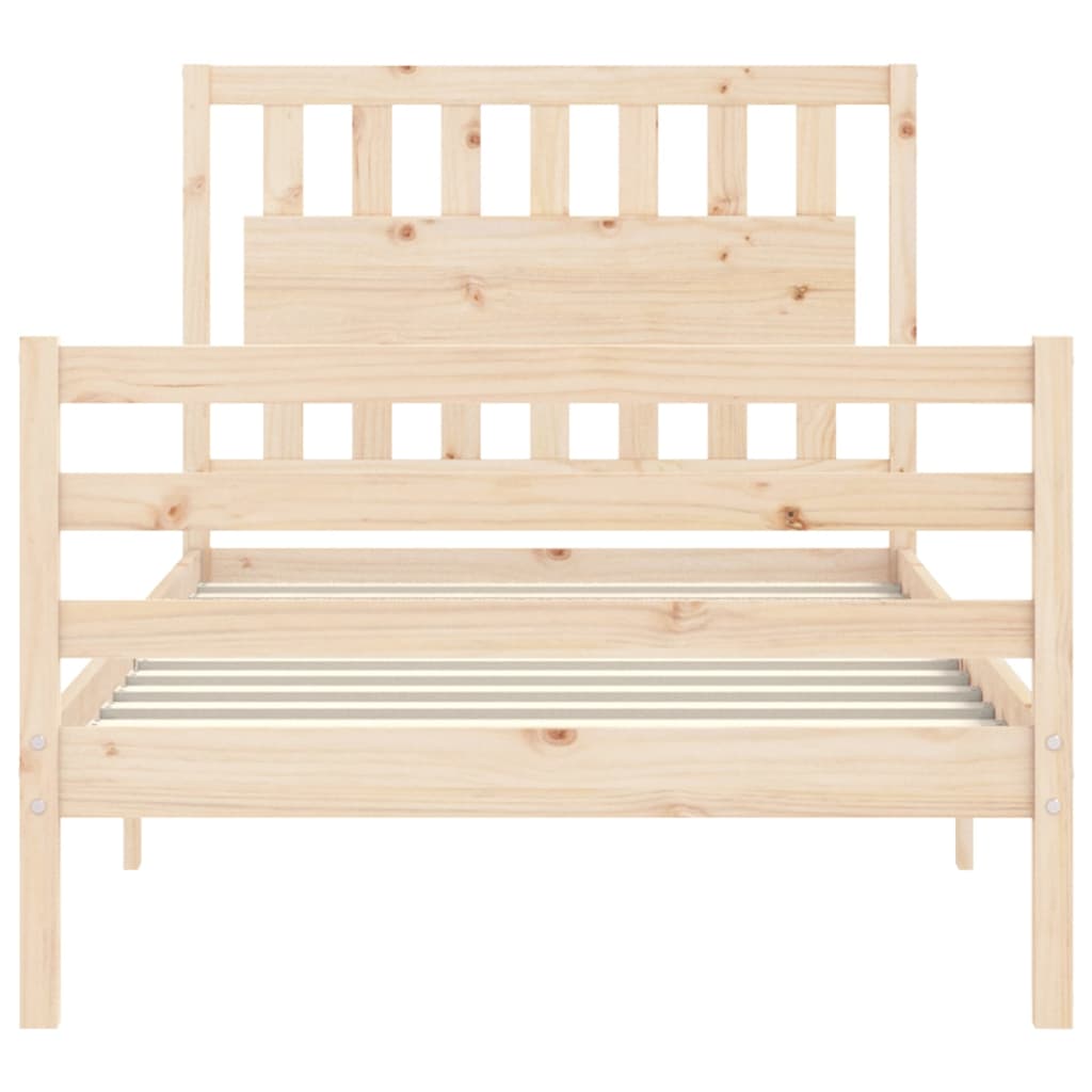 vidaXL Πλαίσιο Κρεβατιού με Κεφαλάρι 100 x 200 εκ. από Μασίφ Ξύλο