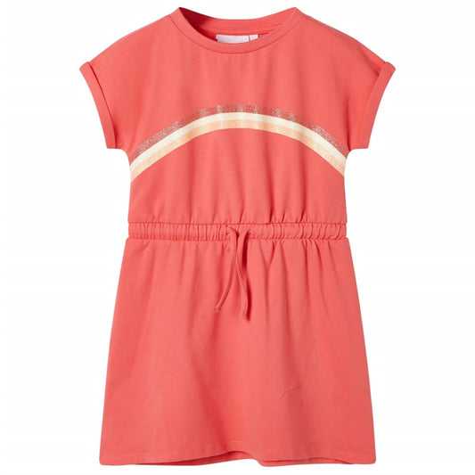 Φόρεμα Παιδικό με Κορδόνι Κοραλί 116