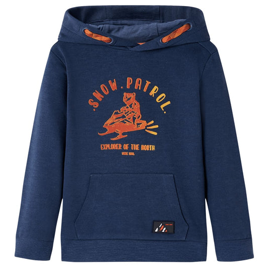 Children's Hoodie Navy Blue Melange &amp; Orange 140