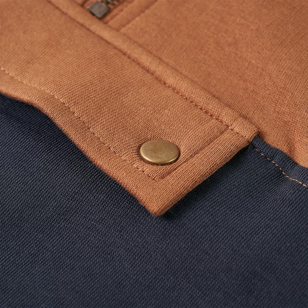 Φούτερ Παιδικό με Κουκούλα και Μισό Φερμουάρ Ανθρακί και Κονιάκ 116