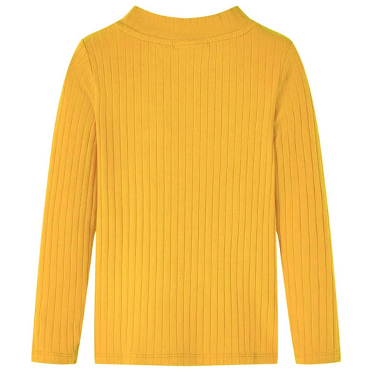 Μπλουζάκι Παιδικό Μακρυμάνικο Πλέξη Ριμπ Χρώμα Σκούρα Ώχρα 92