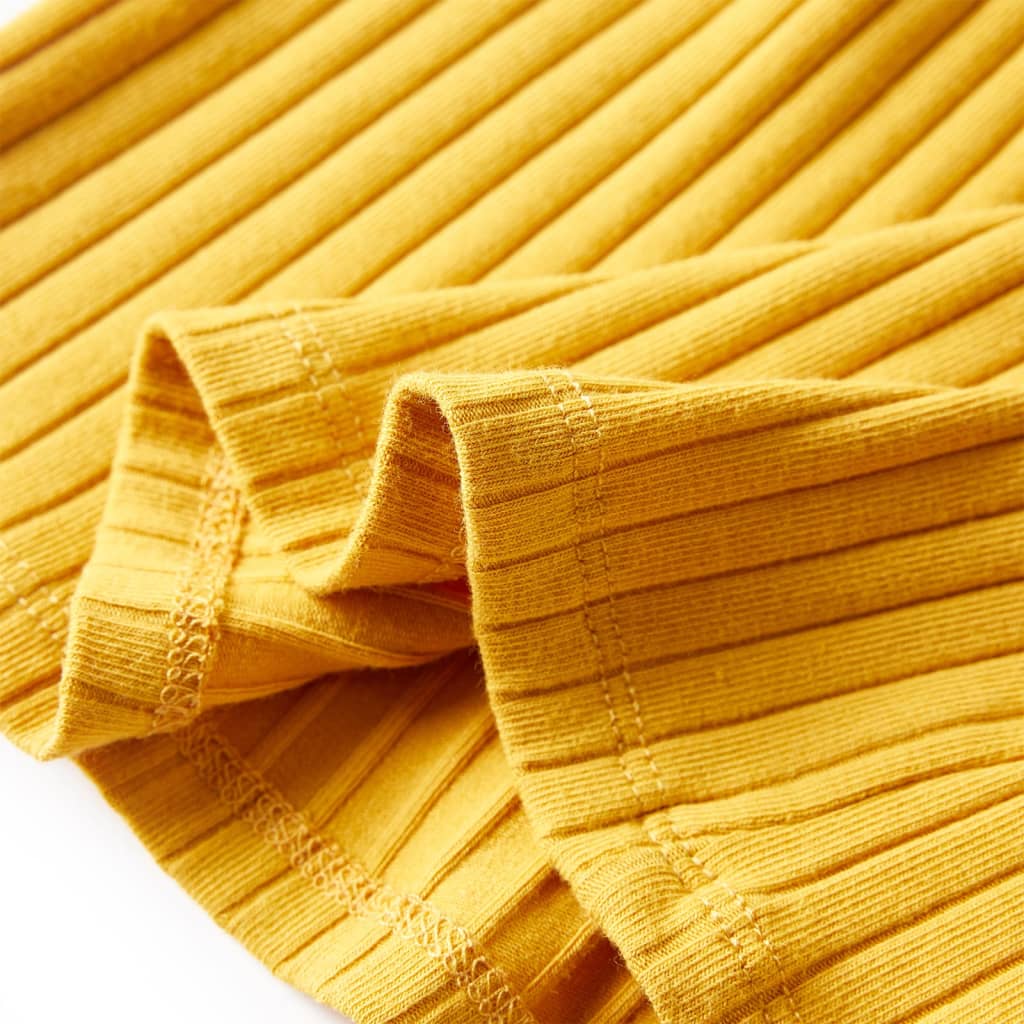 Μπλουζάκι Παιδικό Μακρυμάνικο Πλέξη Ριμπ Χρώμα Σκούρα Ώχρα 104