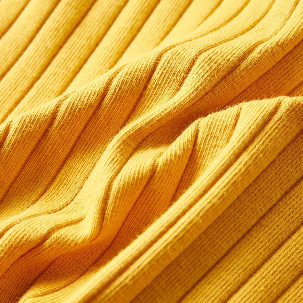 Μπλουζάκι Παιδικό Μακρυμάνικο Πλέξη Ριμπ Χρώμα Σκούρα Ώχρα 116