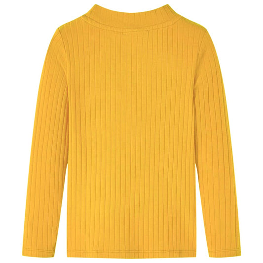 Μπλουζάκι Παιδικό Μακρυμάνικο Πλέξη Ριμπ Χρώμα Σκούρα Ώχρα 140