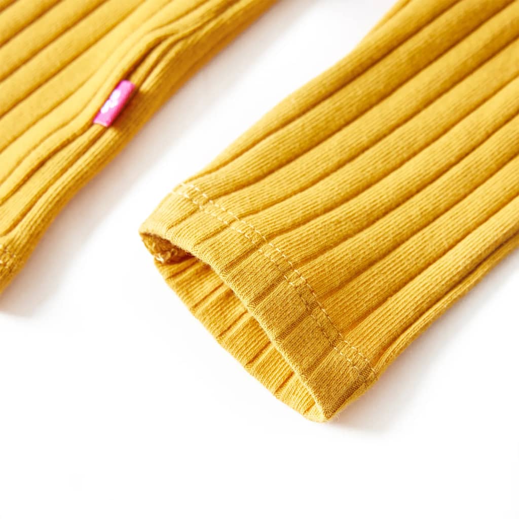 Μπλουζάκι Παιδικό Μακρυμάνικο Πλέξη Ριμπ Χρώμα Σκούρα Ώχρα 140