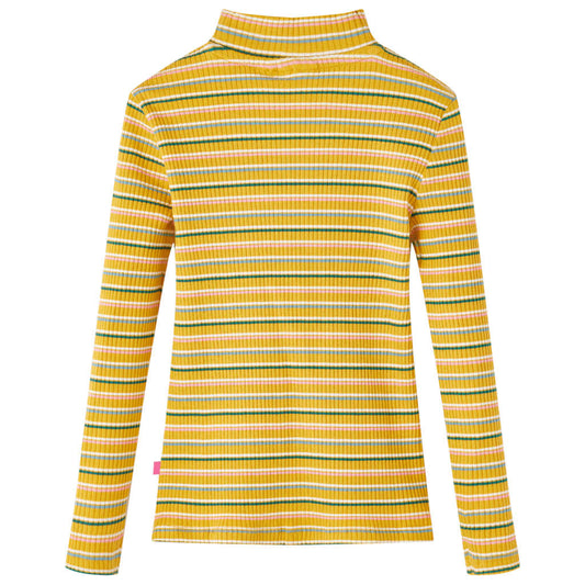 Μπλουζάκι Παιδικό Μακρυμάνικο με Χαμηλό Ζιβάγκο και Ριγές Ώχρα 128