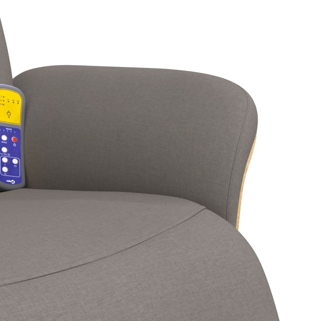 vidaXL Πολυθρόνα Μασάζ Ανακλινόμενη με Υποπόδιο Γκρι / Μπεζ Υφασμάτινη