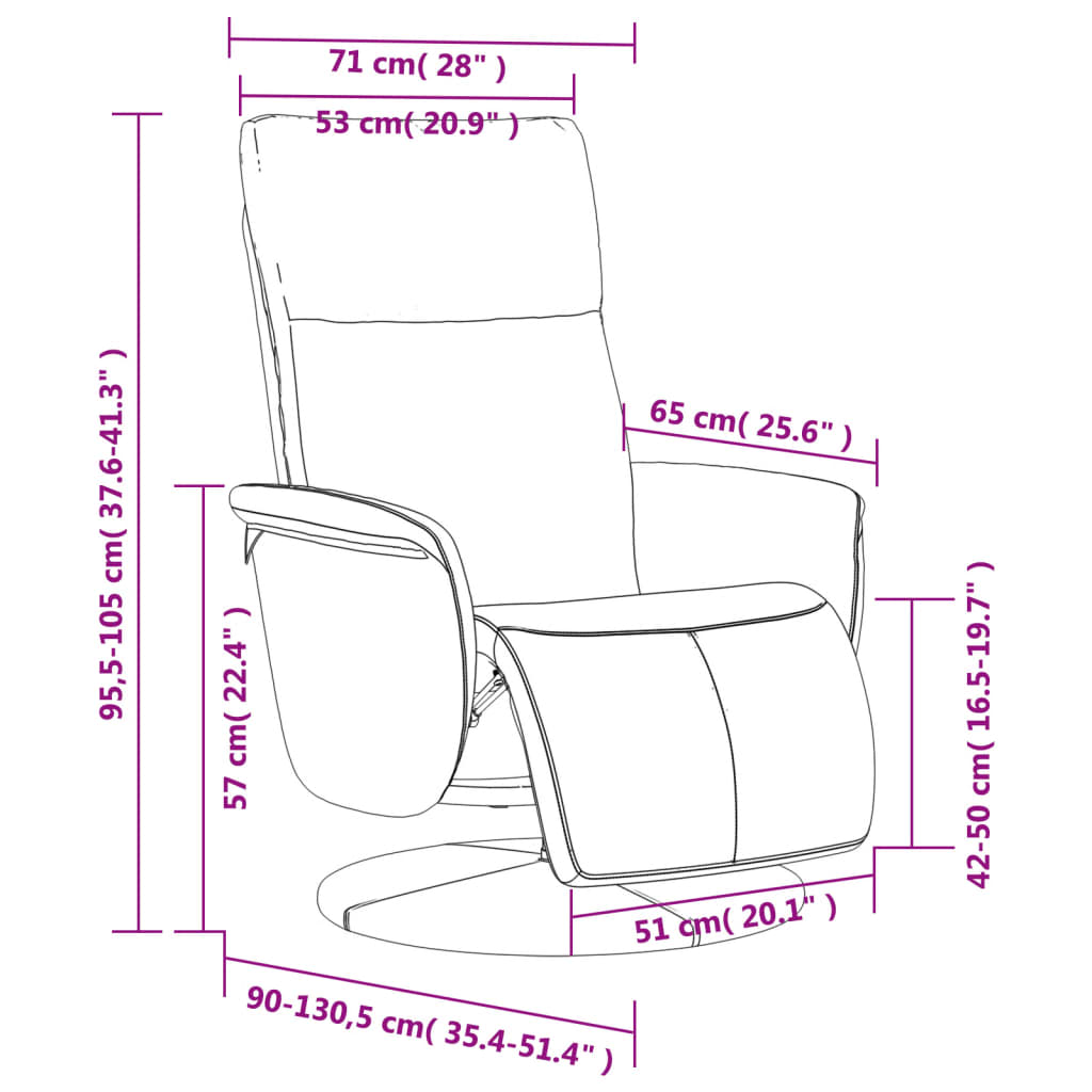 vidaXL Πολυθρόνα Ανακλινόμενη με Υποπόδιο Κρεμ από Συνθετικό Δέρμα