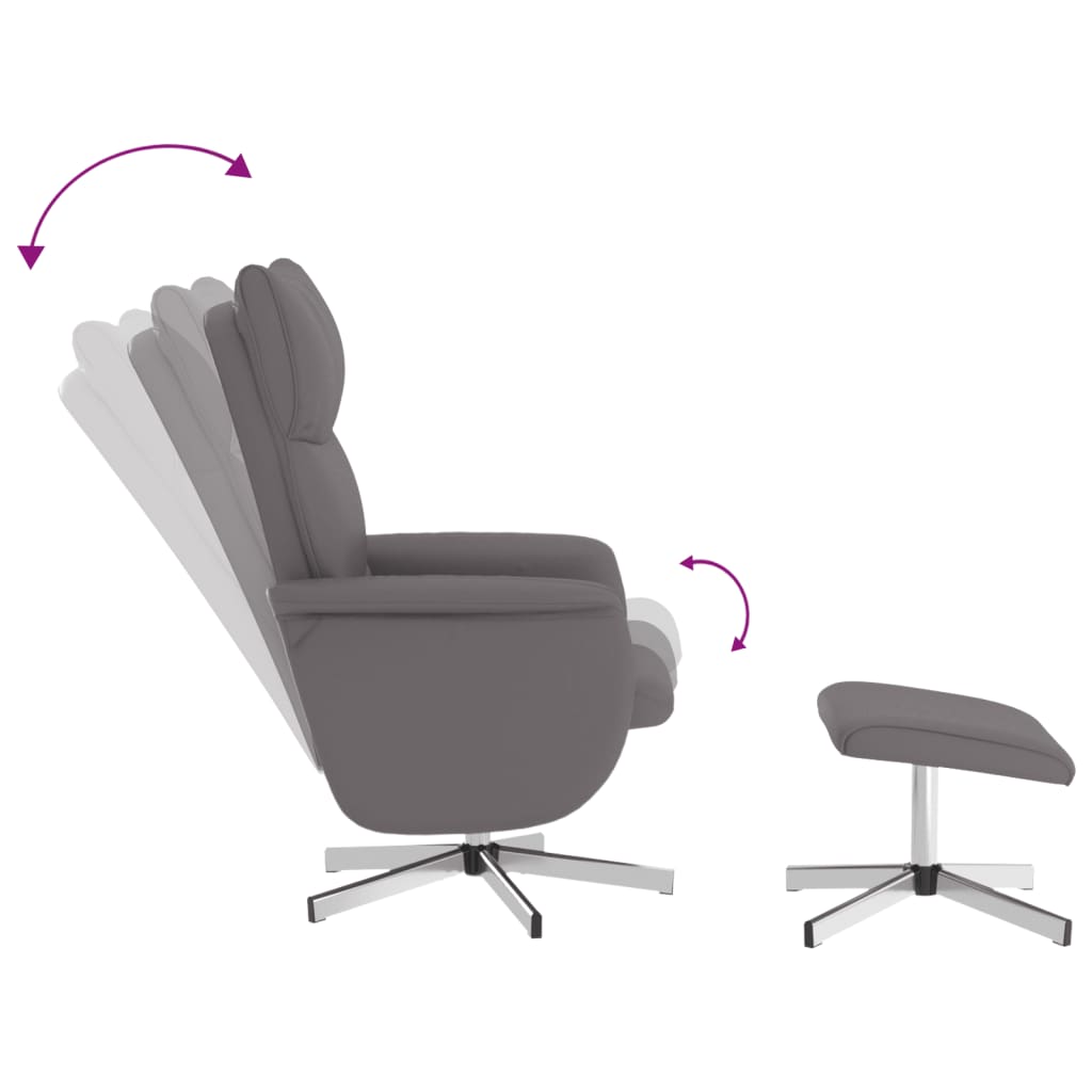 vidaXL Πολυθρόνα Ανακλινόμενη με Υποπόδιο Γκρι από Συνθετικό Δέρμα