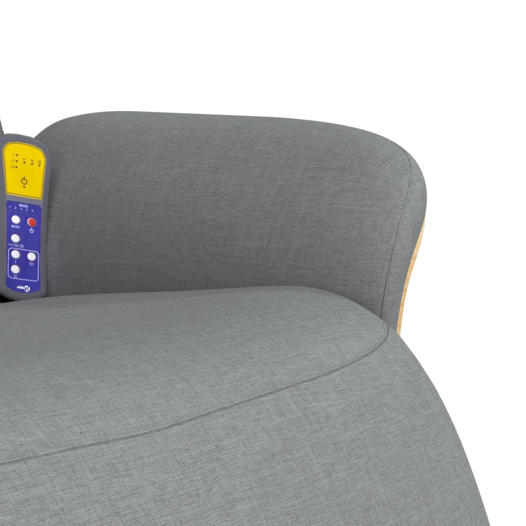 vidaXL Πολυθρόνα Μασάζ Ανακλινόμενη με Υποπόδιο Αν. Γκρι Υφασμάτινη