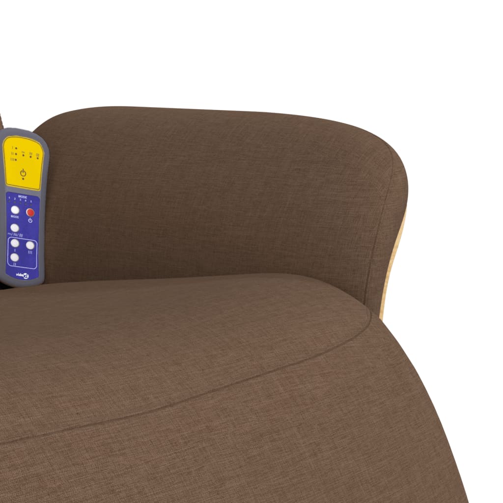 vidaXL Πολυθρόνα Μασάζ Ανακλινόμενη με Υποπόδιο Καφέ Υφασμάτινη
