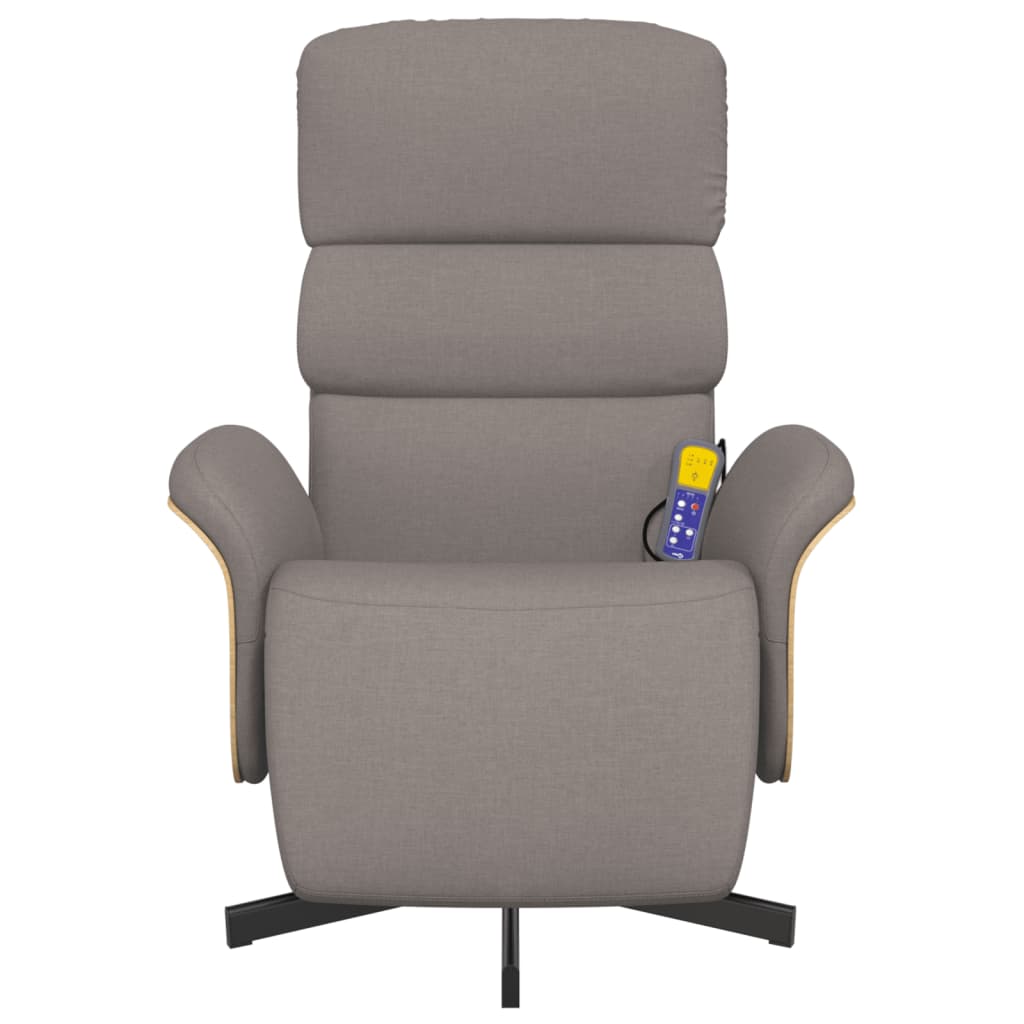 vidaXL Πολυθρόνα Μασάζ Ανακλινόμενη με Υποπόδιο Γκρι / Μπεζ Υφασμάτινη