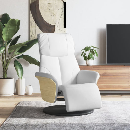 vidaXL Πολυθρόνα Ανακλινόμενη με Υποπόδιο Λευκή από Συνθετικό Δέρμα